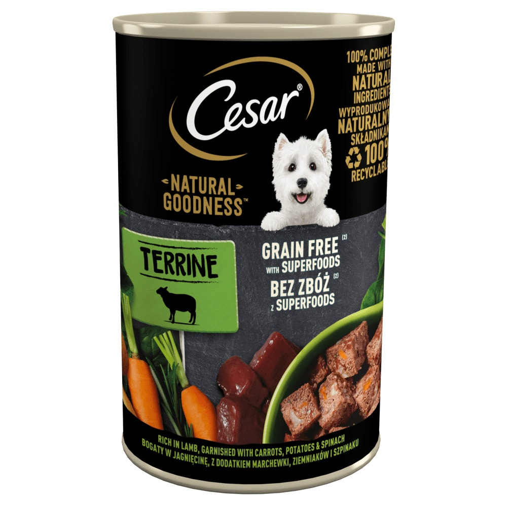 CESAR® NATURAL GOODNESS™ bogata w jagnięcinę, przybrana marchewką, ziemniakami i szpinakiem 400g - 1