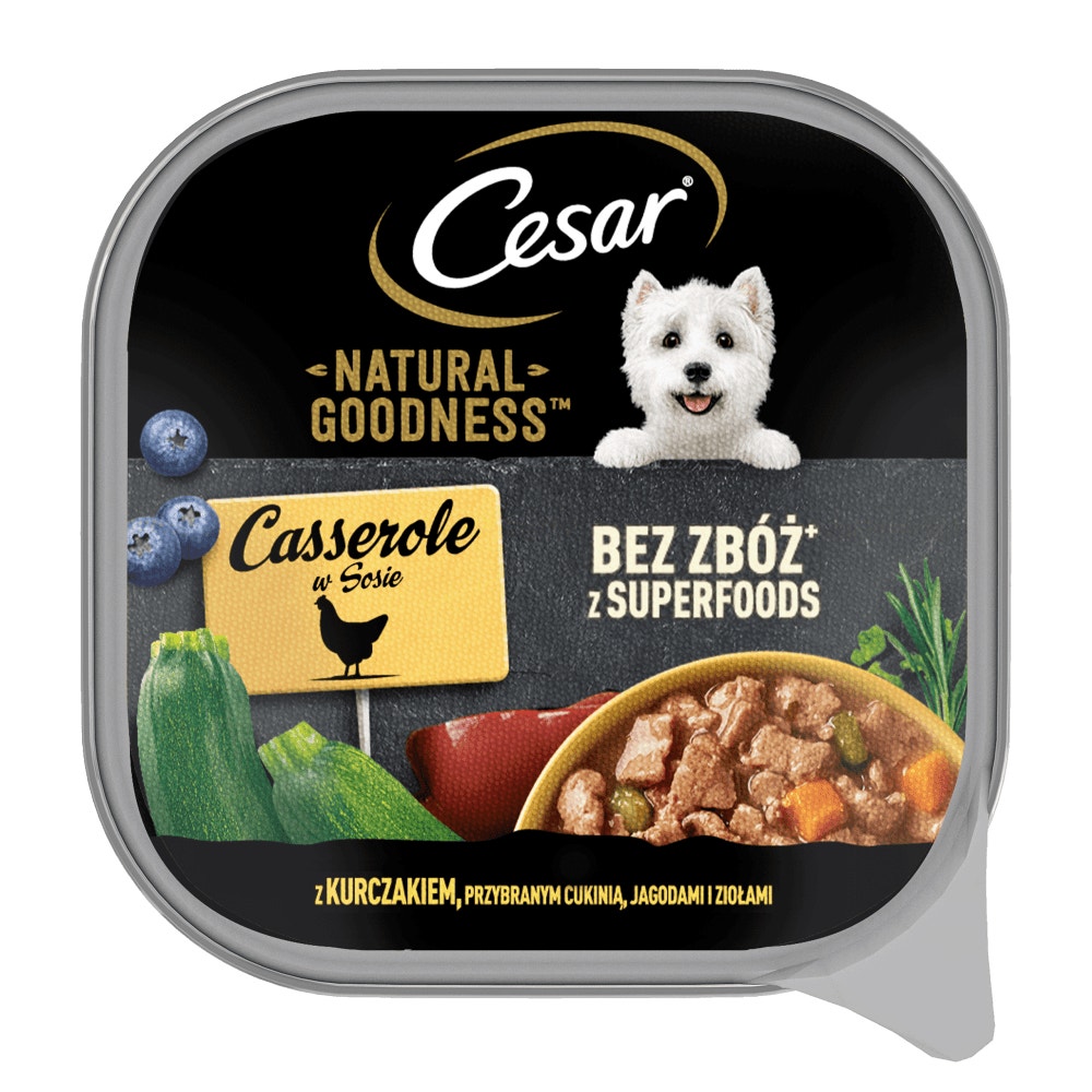 CESAR® NATURAL GOODNESS™ z kurczakiem, przybrany cukinią, jagodami i ziołami 100g - 1