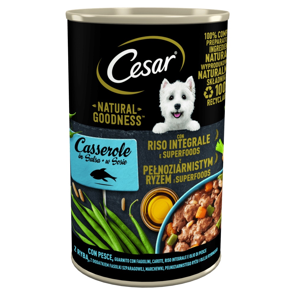 CESAR® NATURAL GOODNESS™ z białą rybą, pełnoziarnistym ryżem i superfoods 400g - 1