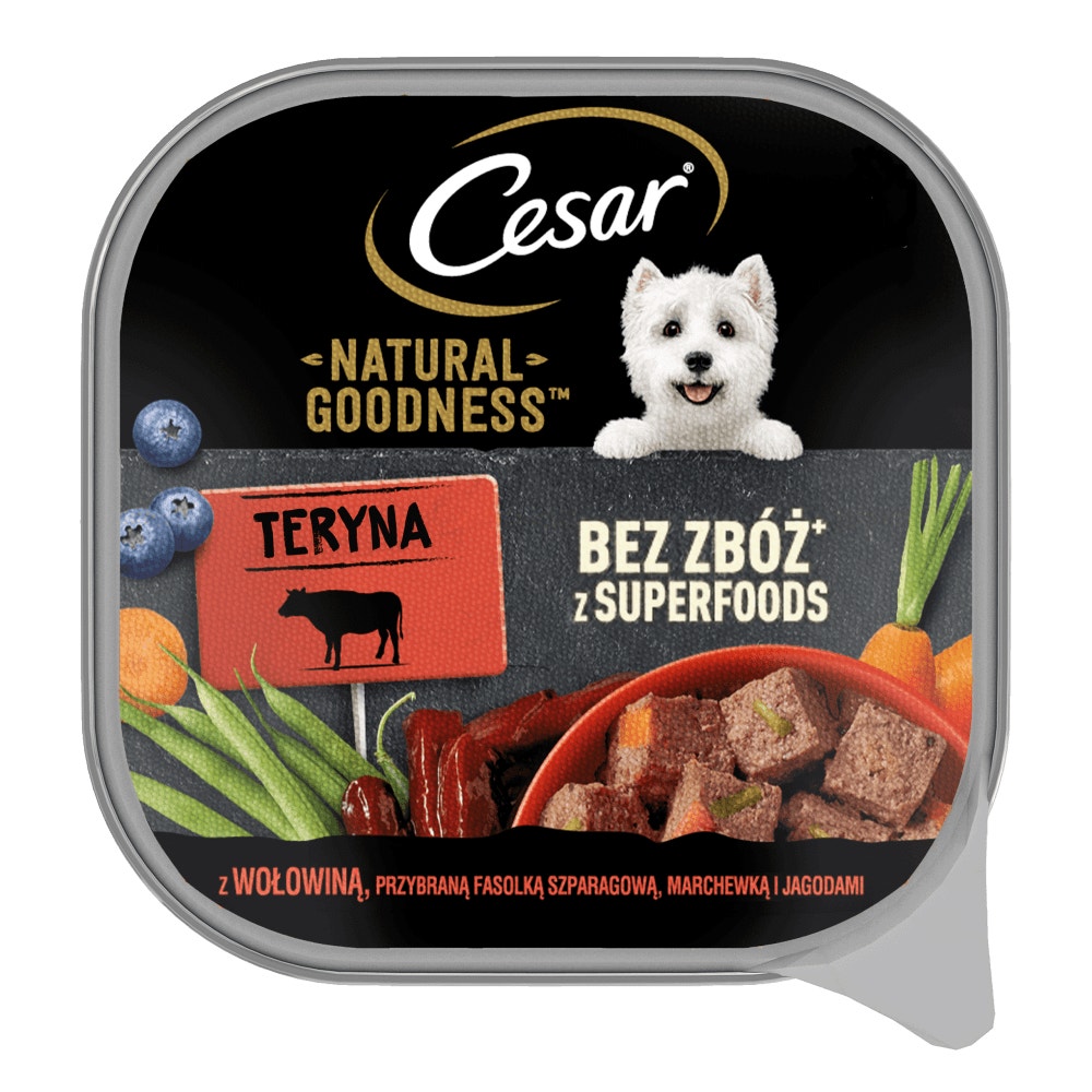 CESAR® NATURAL GOODNESS™ z wołowiną, przybrany fasolką szparagową, marchewką i jagodami 100g - 1