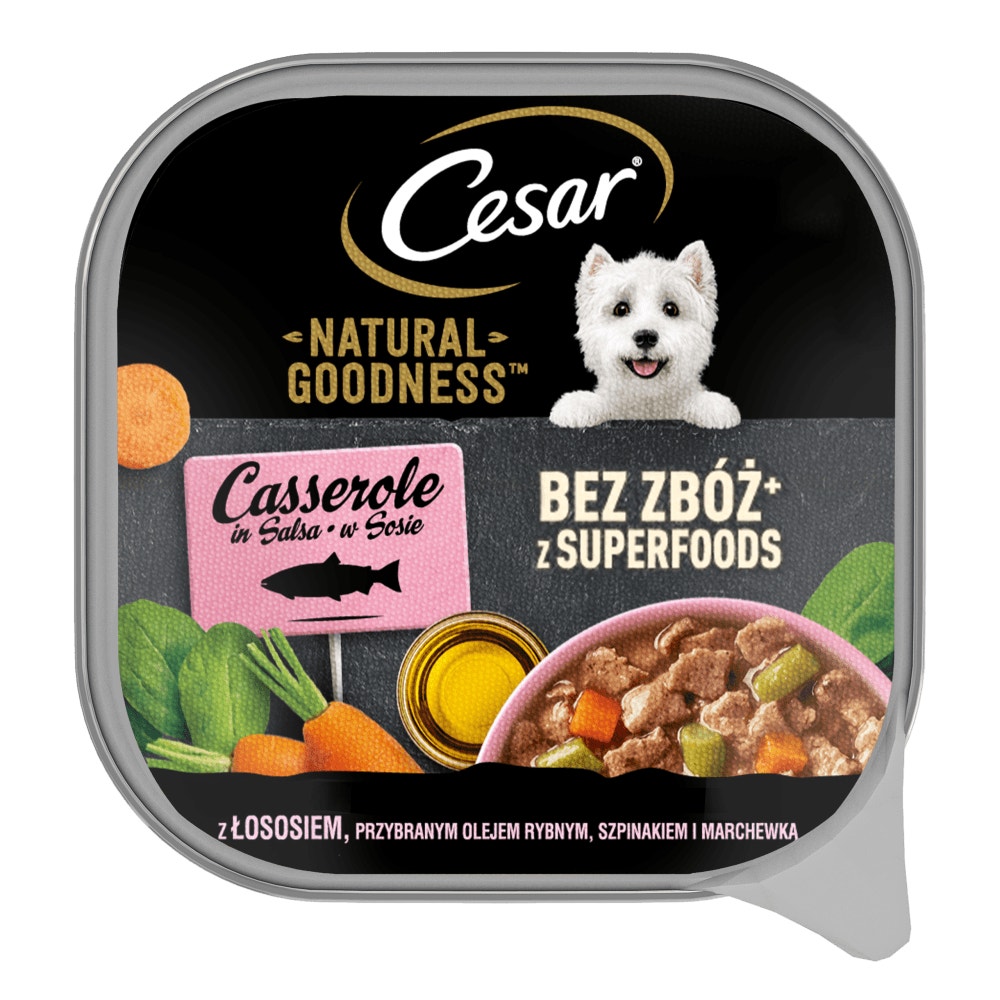 CESAR® NATURAL GOODNESS™ z łososiem, wzbogacony olejem rybnym, szpinakiem i marchewką 100g - 1